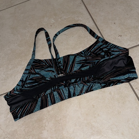 Lululemon Rise and Run Bra Womens Mini Palm Lace Tofino Teal Multi Black - Picture 11 of 11